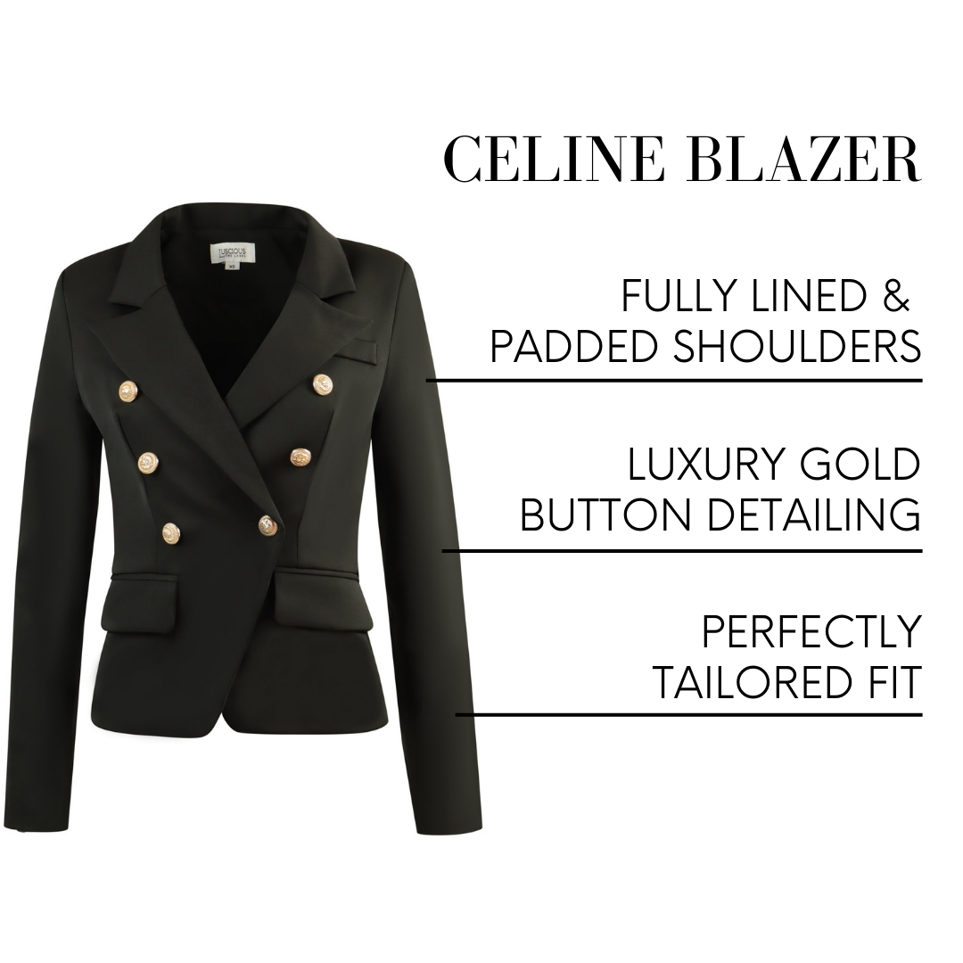 Celine Black Double Breasted Blazer with Golden Buttons Luscious The Label